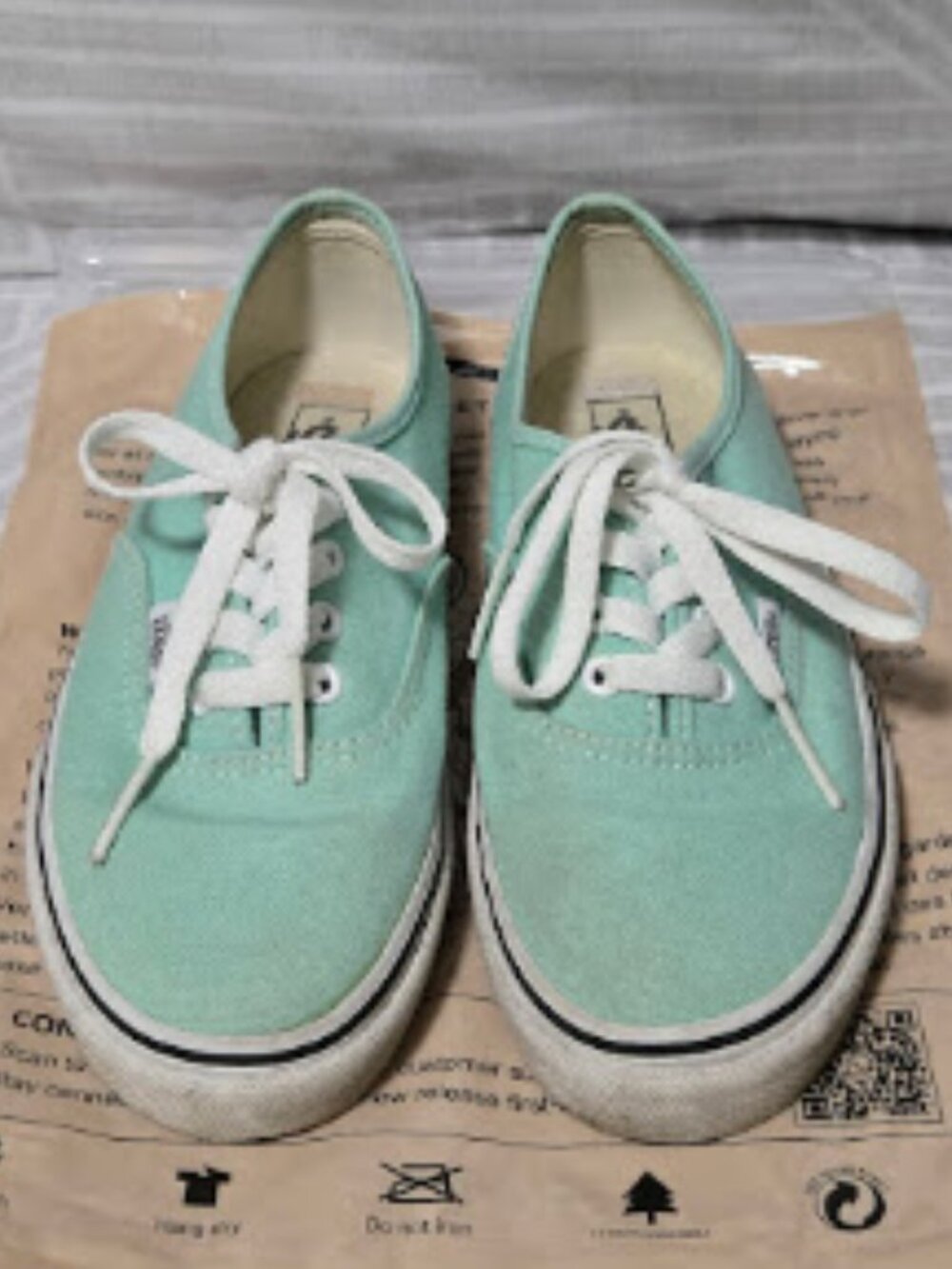 Vans Authentic Mint Green Canvas Low Top Sneakers Kids 2.5